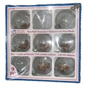 8 Darice Country Clear Glass Ball Ornaments 2.7" Xmas Balls Boxed Crafts Filled!